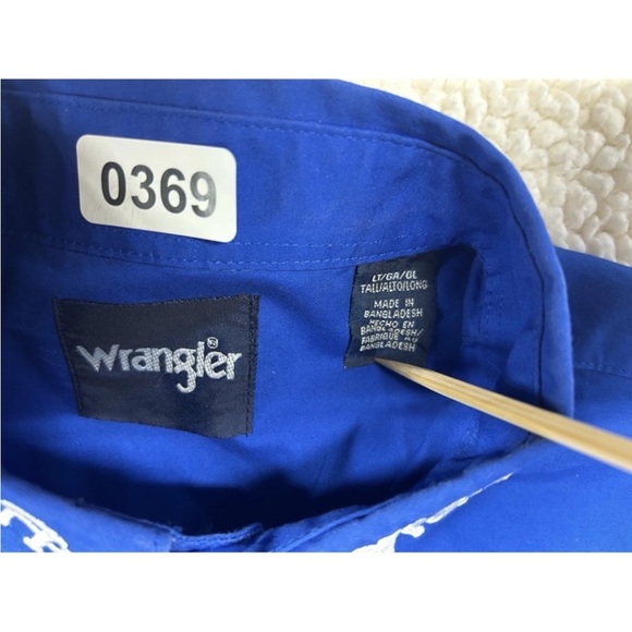 Wrangler National Patriot ACTRA Western Shirt Blue Men’s Large Tall Embroidered - Picture 5 of 8